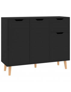 Credenza Nera 90x30x72 cm in Legno Multistrato 2