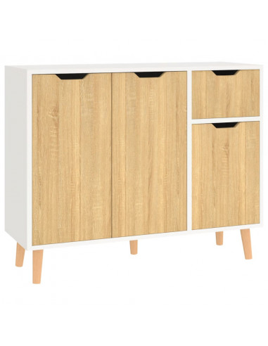Credenza Bianca e Rovere Sonoma 90x30x72cm in Legno Multistrato
