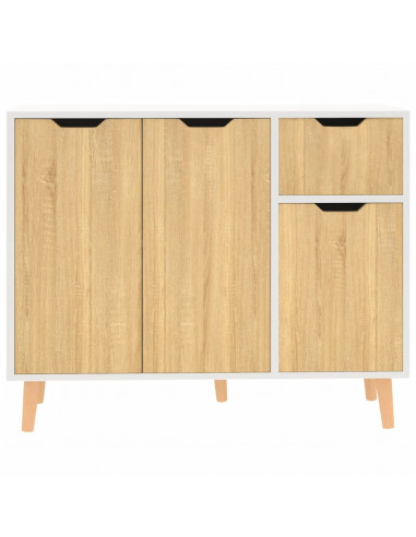 Credenza Bianca e Rovere Sonoma 90x30x72cm in Legno Multistrato