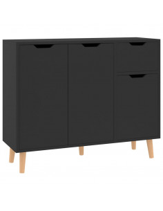 Credenza Nero Lucido 90x30x72 cm in Legno Multistrato 2