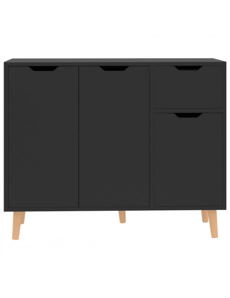 Credenza Nero Lucido 90x30x72 cm in Legno Multistrato