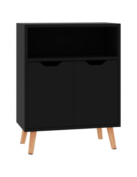 Credenza Nero Lucido 60x30x72 cm in Legno Multistrato
