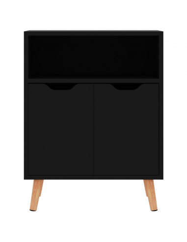 Credenza Nero Lucido 60x30x72 cm in Legno Multistrato