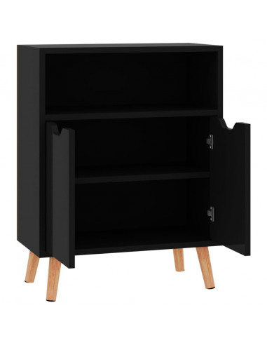 Credenza Nero Lucido 60x30x72 cm in Legno Multistrato