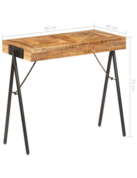 Tavolo Consolle in Legno Massello di Mango 80x40x75 cm