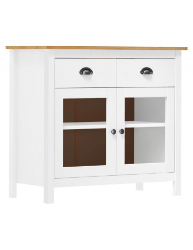 Credenza Hill Bianca 90x40x80 cm in Legno Massello di Pino