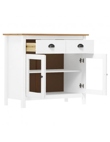 Credenza Hill Bianca 90x40x80 cm in Legno Massello di Pino