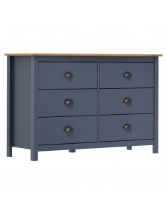 Credenza Hill Grigia 125x40x80 cm in Legno Massello di Pino 2