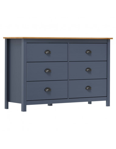 Credenza Hill Grigia 125x40x80 cm in Legno Massello di Pino