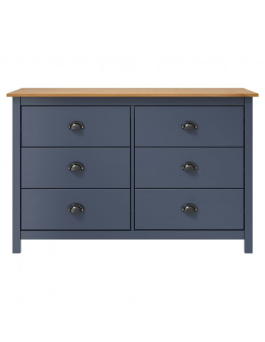 Credenza Hill Grigia 125x40x80 cm in Legno Massello di Pino