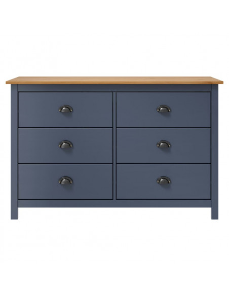 Credenza Hill Grigia 125x40x80 cm in Legno Massello di Pino