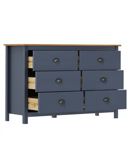 Credenza Hill Grigia 125x40x80 cm in Legno Massello di Pino