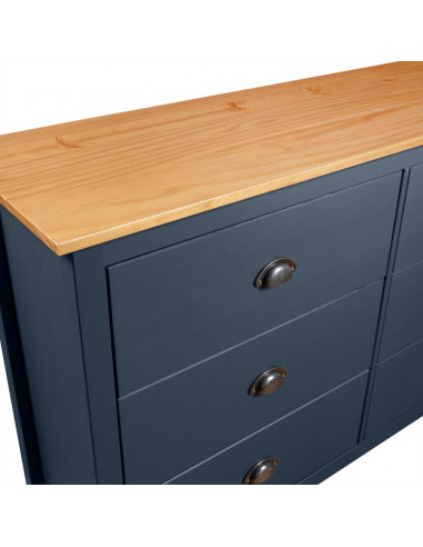 Credenza Hill Grigia 125x40x80 cm in Legno Massello di Pino