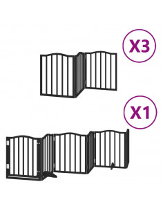 Cancello Cani Porta Pieghevole Nero 15 Pannelli 750 cm Pioppo 2