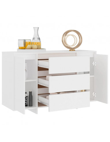 Credenza con 3 Cassetti Bianca 120x41x75 cm in Truciolato