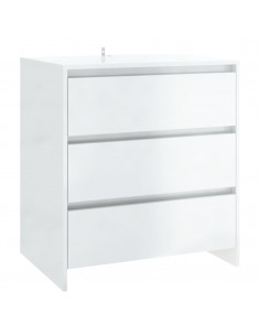 Credenza Bianco Lucido 70x41x75 cm in Truciolato 2