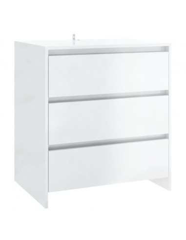 Credenza Bianco Lucido 70x41x75 cm in Truciolato