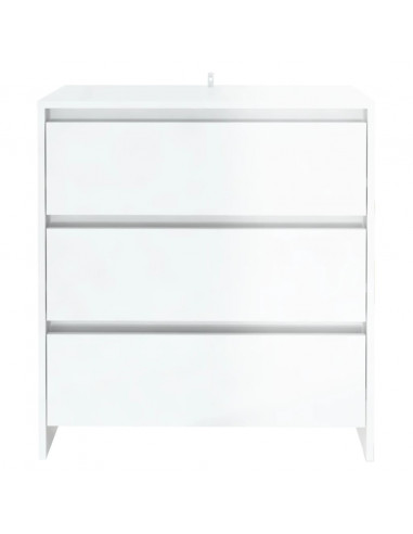 Credenza Bianco Lucido 70x41x75 cm in Truciolato