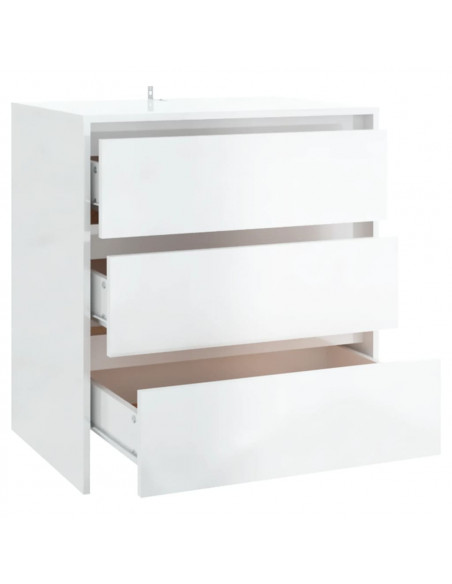 Credenza Bianco Lucido 70x41x75 cm in Truciolato