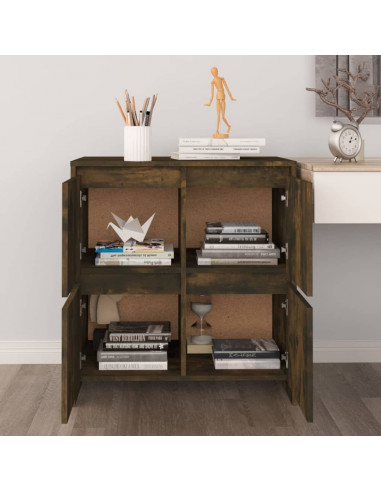 Credenze 2 pz Rovere Fumo 70x41x75 cm in Truciolato