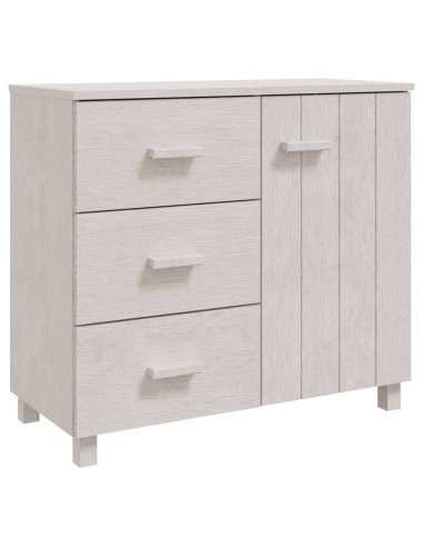 Credenza HAMAR Bianca 90x40x80 cm in Legno Massello di Pino