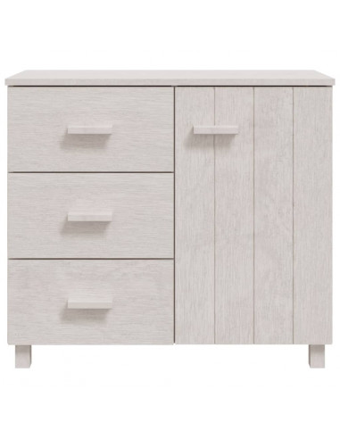 Credenza HAMAR Bianca 90x40x80 cm in Legno Massello di Pino