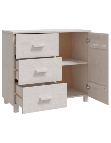 Credenza HAMAR Bianca 90x40x80 cm in Legno Massello di Pino