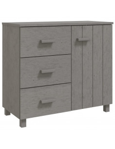 Credenza HAMAR Grigio Chiaro 90x40x80 cm Legno Massello di Pino 2