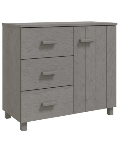 Credenza HAMAR Grigio Chiaro 90x40x80 cm Legno Massello di Pino