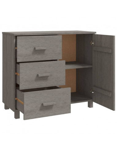 Credenza HAMAR Grigio Chiaro 90x40x80 cm Legno Massello di Pino