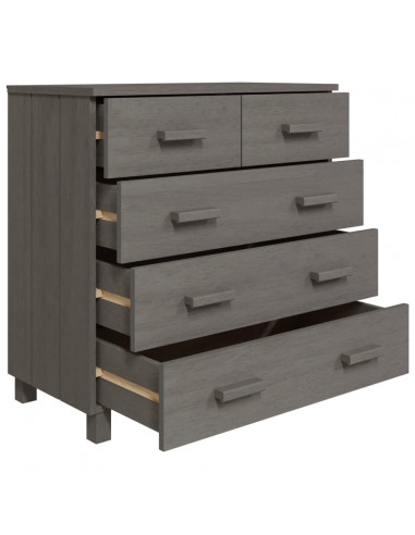Credenza HAMAR Grigio Chiaro 79x40x80 cm Legno Massello di Pino