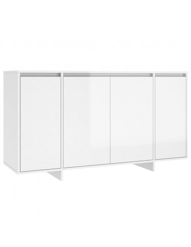 Credenza Bianco Lucido 135x41x75 cm in Truciolato