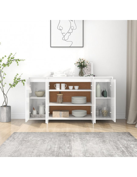 Credenza Bianco Lucido 135x41x75 cm in Truciolato