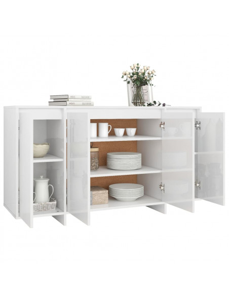 Credenza Bianco Lucido 135x41x75 cm in Truciolato