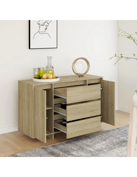Credenza con 3 Cassetti Rovere Sonoma 120x41x75cm in Truciolato