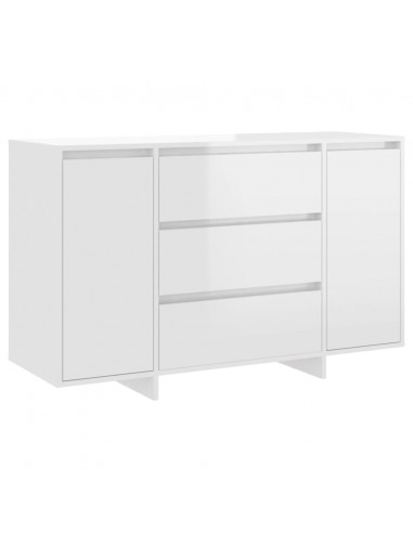 Credenza con 3 Cassetti Bianco Lucido 120x41x75cm in Truciolato