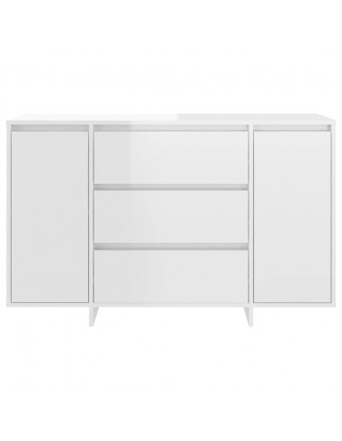 Credenza con 3 Cassetti Bianco Lucido 120x41x75cm in Truciolato