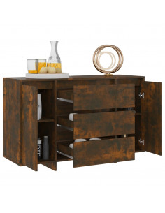 Credenza 3 Cassetti Rovere Fumo 120x41x75 cm Legno Multistrato 2