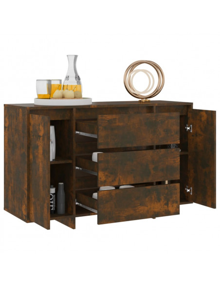 Credenza 3 Cassetti Rovere Fumo 120x41x75 cm Legno Multistrato