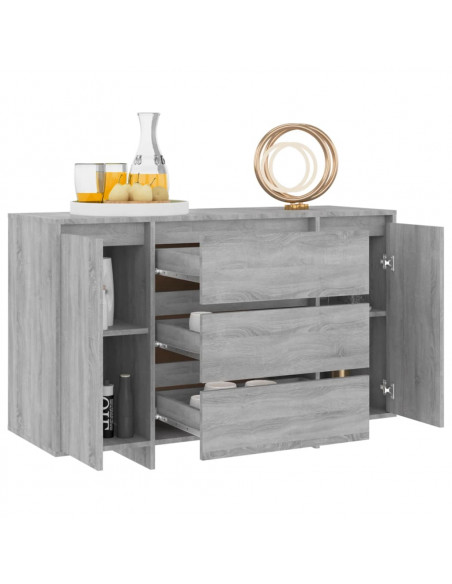 Credenza con 3 Cassetti Grigio Sonoma 120x41x75cm in Truciolato