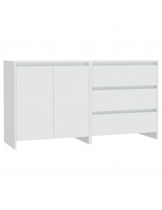 Credenze 2 pz Bianche in Legno Multistrato 2