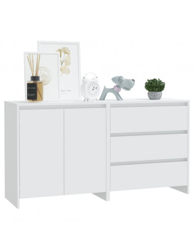 Credenze 2 pz Bianche in Legno Multistrato