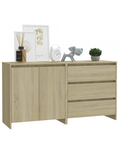 Credenze 2 pz Rovere Sonoma in Legno Multistrato