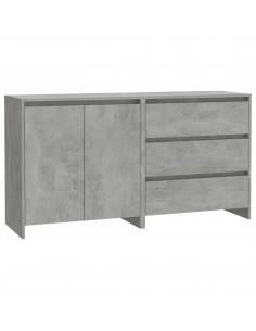 Credenze 2 pz Grigio Cemento in Legno Multistrato 2