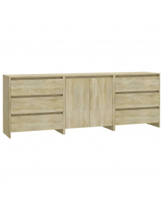 Credenze 3 pz Rovere Sonoma in Legno Multistrato 2