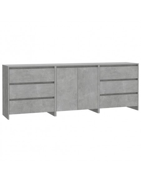 Credenze 3 pz Grigio Cemento in Legno Multistrato