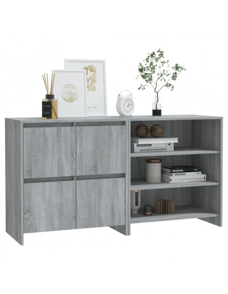 Credenze 2 pz Grigio Sonoma in Legno Multistrato