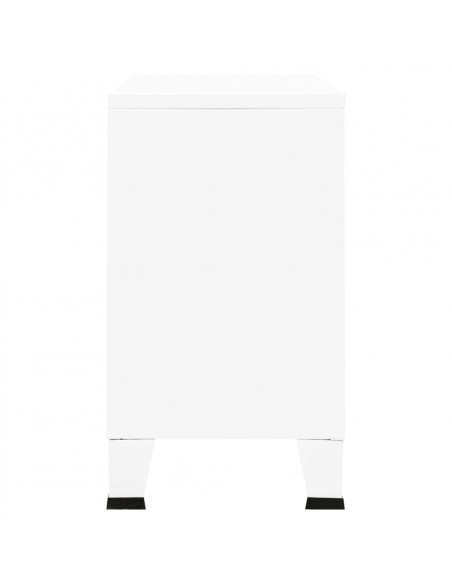 Credenza Bianca Industriale 105x35x62 cm in Metallo e Vetro