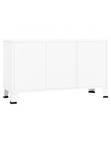 Credenza Bianca Industriale 105x35x62 cm in Metallo e Vetro