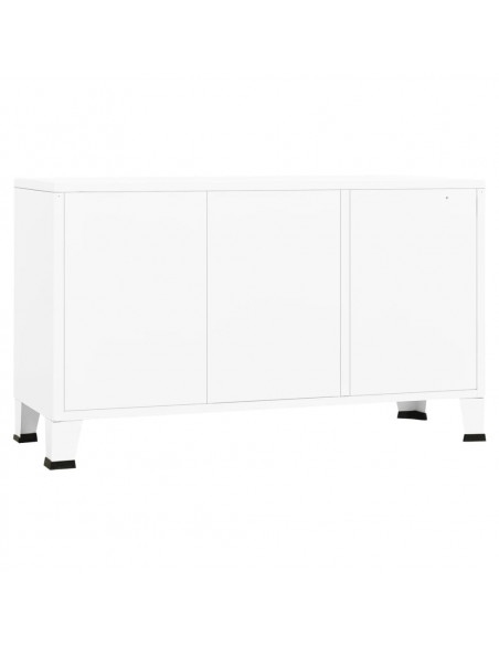 Credenza Bianca Industriale 105x35x62 cm in Metallo e Vetro